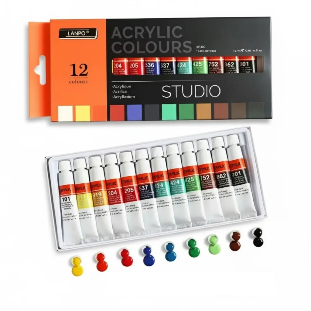 [LA1206S] Nanchang Lanpo Acrylic Paint Set Of 12 Colors X 6ml (Studio Quality)