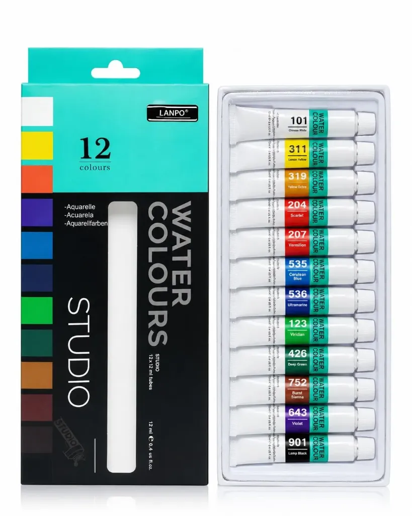 [LWP12A-MT] Nanchang Lanpo Artist Quality Water Color Set Of 12 Colors