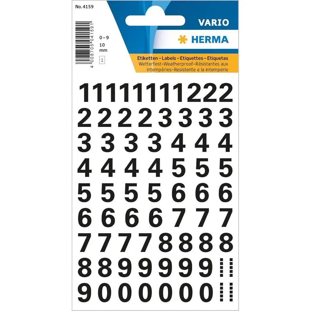[4159] Herma Sticker Vario Numbers 0-9, Black10 Mm