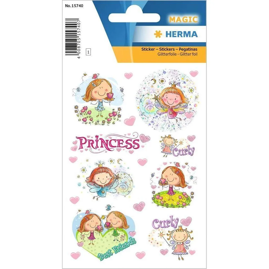 [15740] Herma Sticker Magic Princess Curly Glittery Foil