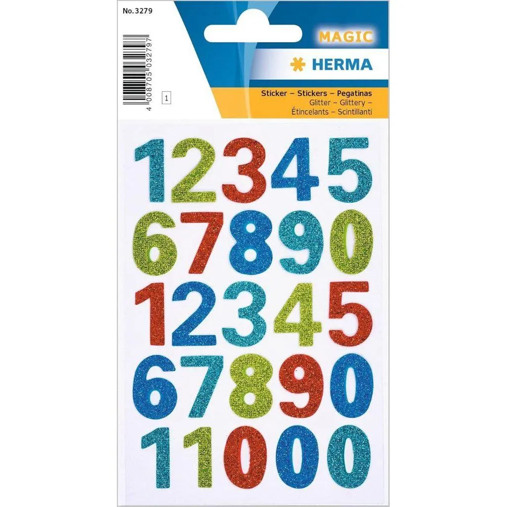 [3279] Herma Sticker Magic Numbers, Glittery Foil