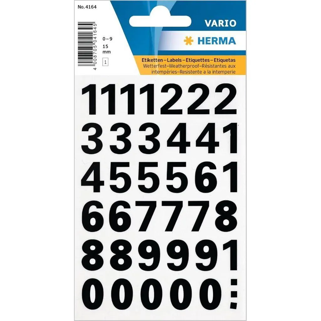 [4164] Herma Sticker Vario Lnumbers 0-9, Black15mm