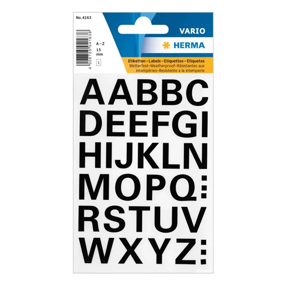 [4163] Herma Sticker Vario Letters A-Z Black15mm