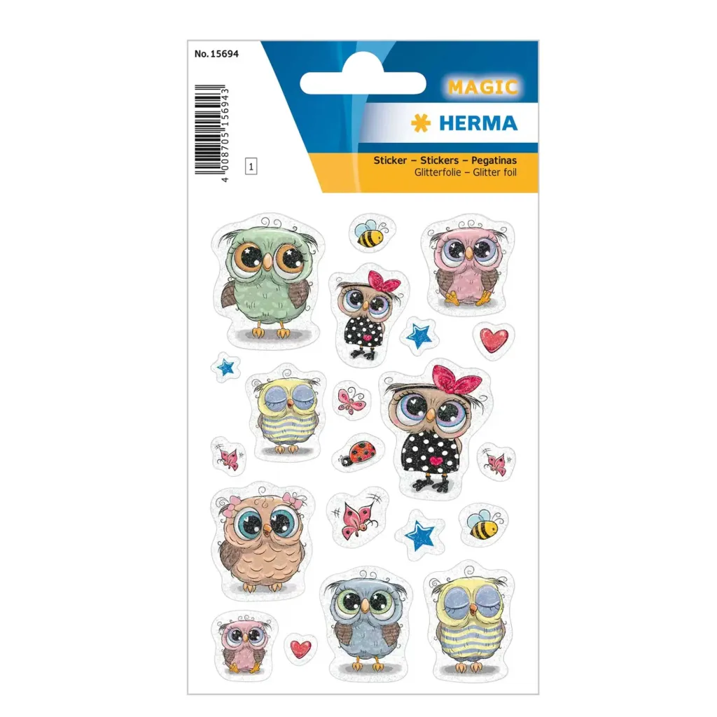 [15694] Herma Sticker magic owl & friends, foil glittery