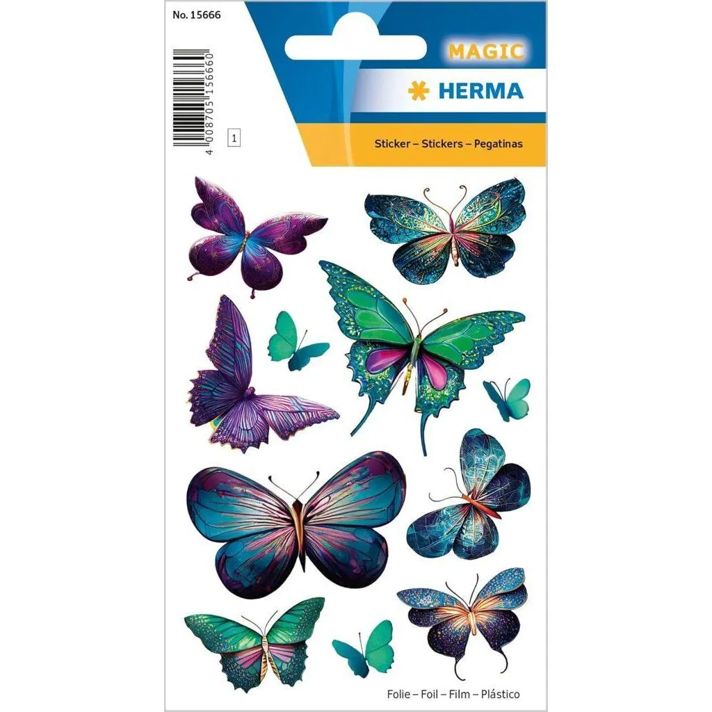 [15666] Herma Sticker Magic Butterflies Violet Glittery Foil