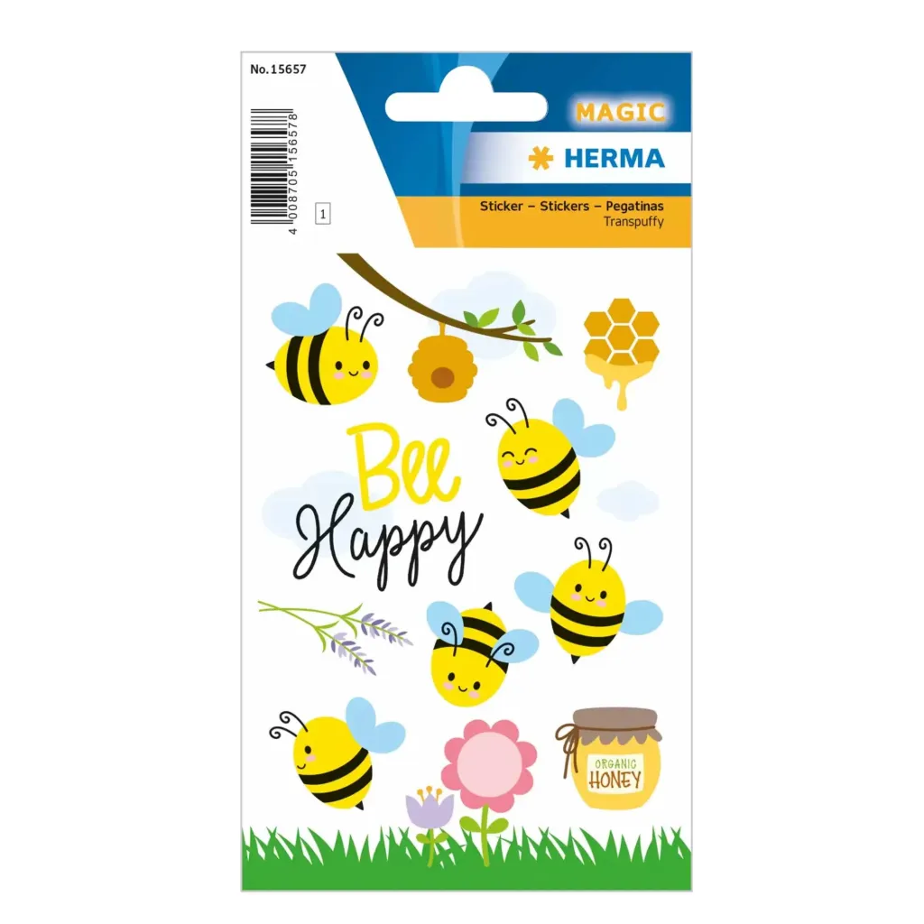 [15657] Herma Sticker Magic Cute Bees, Transpuffy