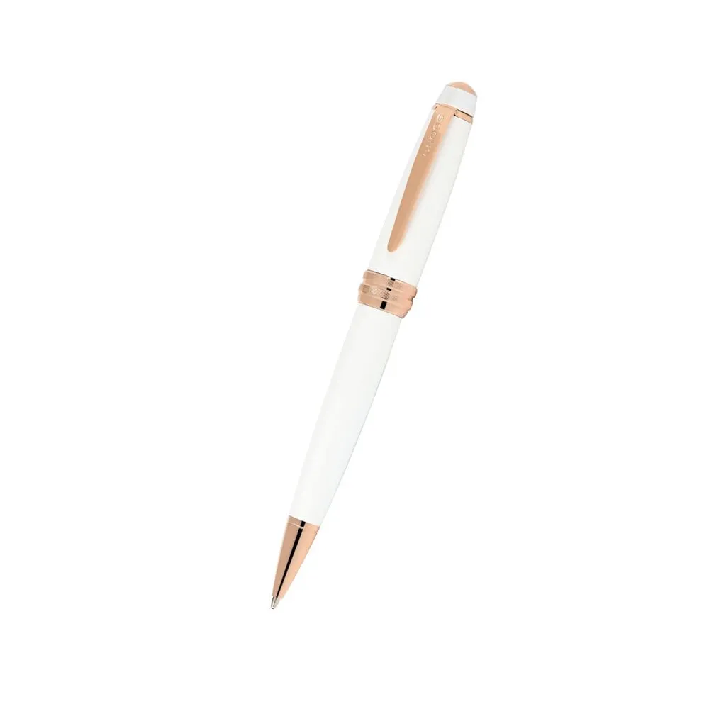 [AT0452-22] Cross Bailey Pearlescent White Lacquer Ballpoint Pen with Rose Gold Appointments
