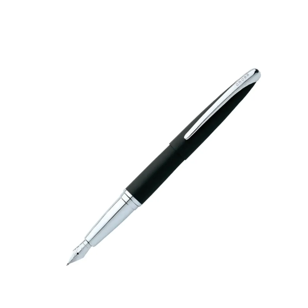 [886-3FS] Cross ATX Basalt Blackwith Polished Chrome Appointments and Stainless Steel Fine Nib Fountain Pen