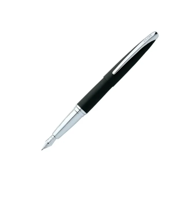 [886-3FS] Cross ATX Basalt Blackwith Polished Chrome Appointments and Stainless Steel Fine Nib Fountain Pen