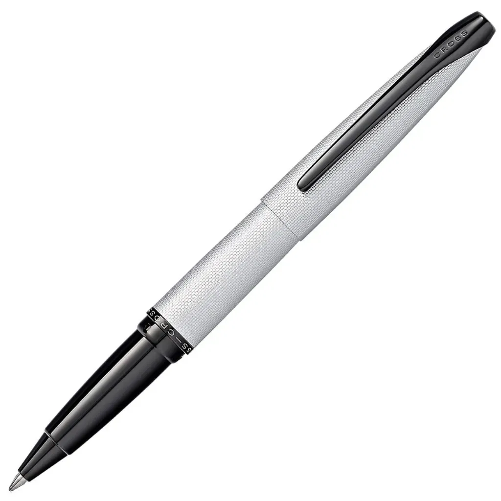 [885-43] Cross ATX Brushed Chrome with Machine-Turned, Diamond-Pattern Engraving with Chrome Appointments Selectip Rollerball Pen