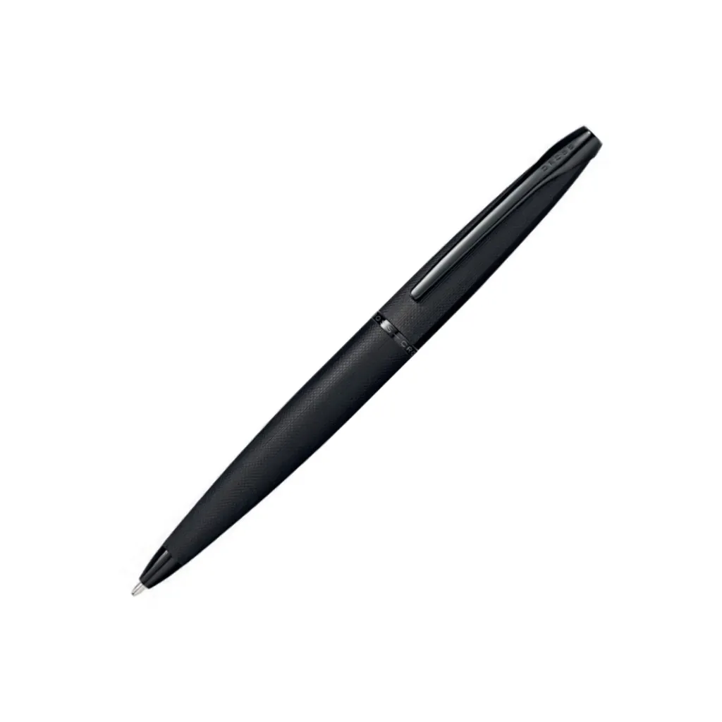 [882-41] Cross ATX Brushed Blackwith Machine-Turned, Diamond-Pattern Engraving with Polished BlackPVD Appointments Ballpoint Pen