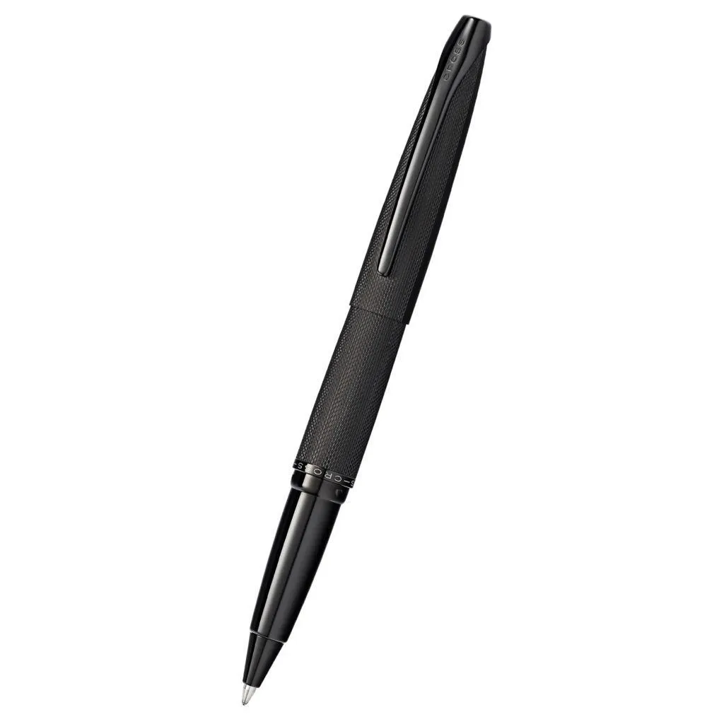 [885-41] Cross ATX Brushed Blackwith Machine-Turned, Diamond-Pattern Engraving with Polished BlackPVD Appointments Selectip Rollerball Pen