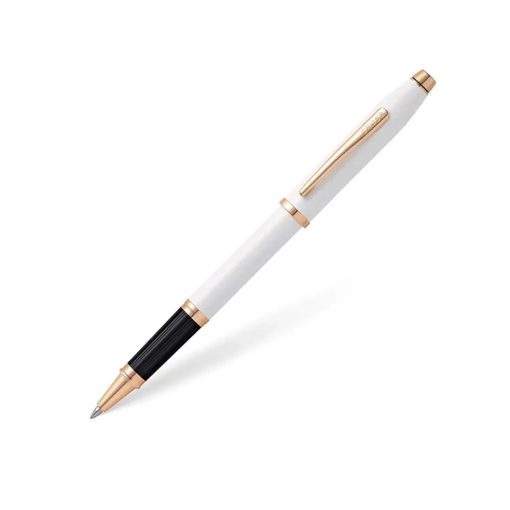 [AT0085-113] Cross Century II Pearlescent White Lacquer with Polished Rose Gold Rollerball Pen