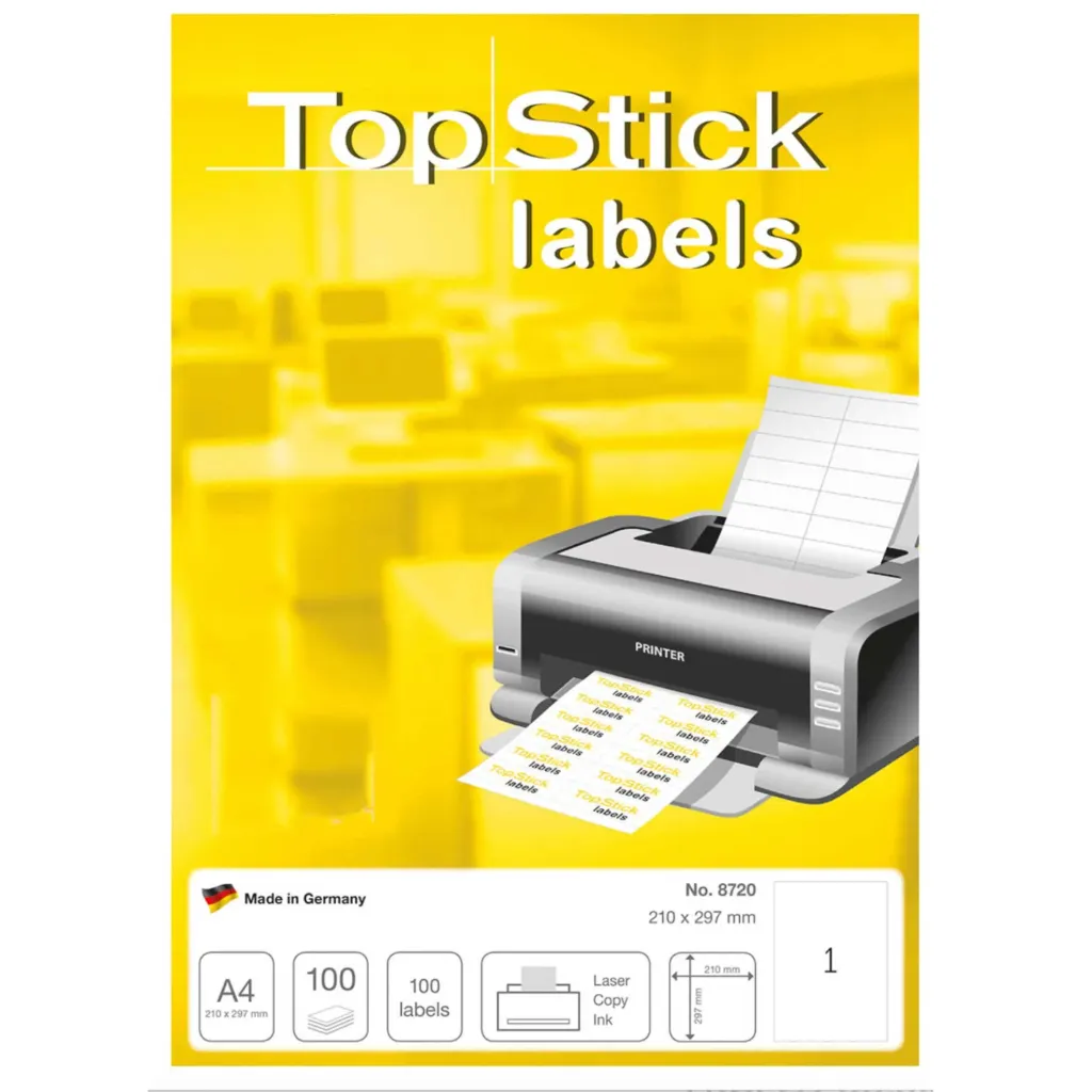 [HERMA TS1 8720] Herma Topstick Label 210x297 A4 1 Label