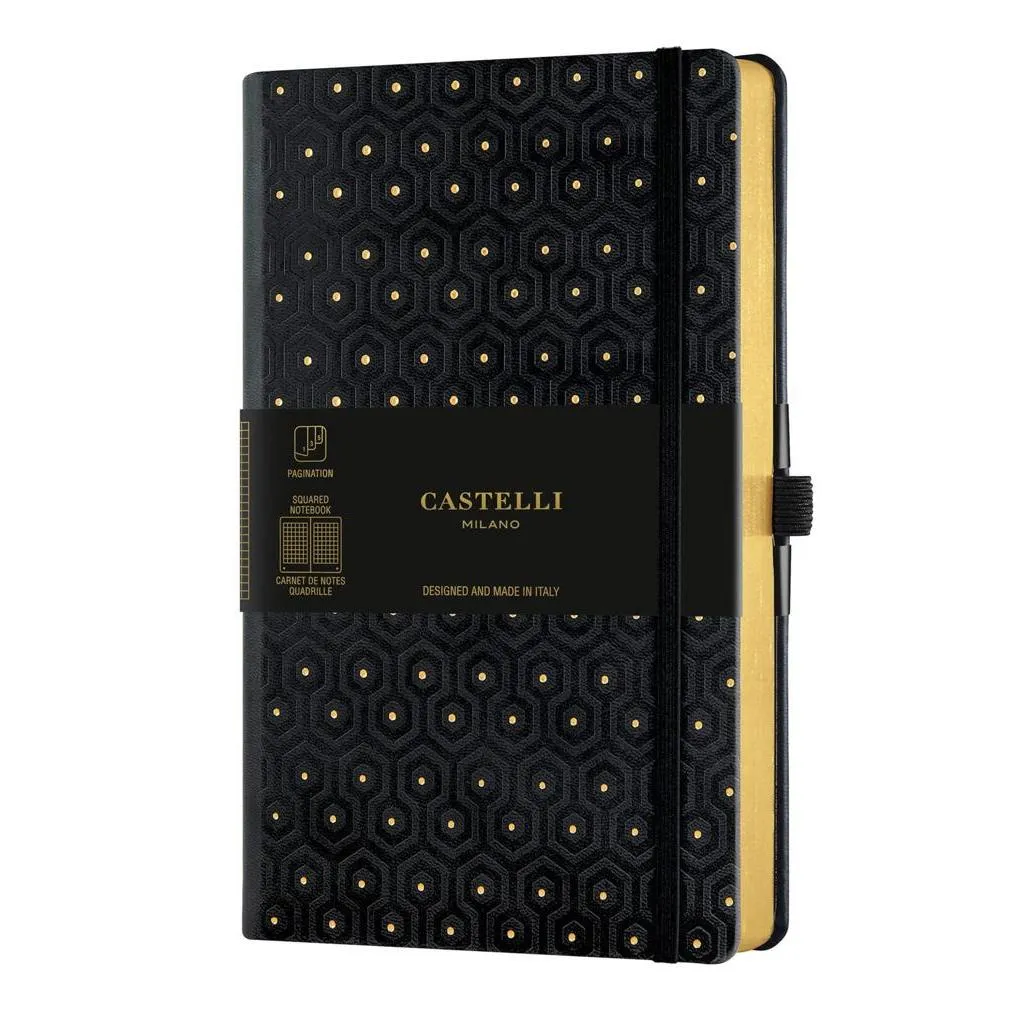 [CSTL 0QC7NT-464] Castelli Honeycomb Pocket Notebook - Black & Gold