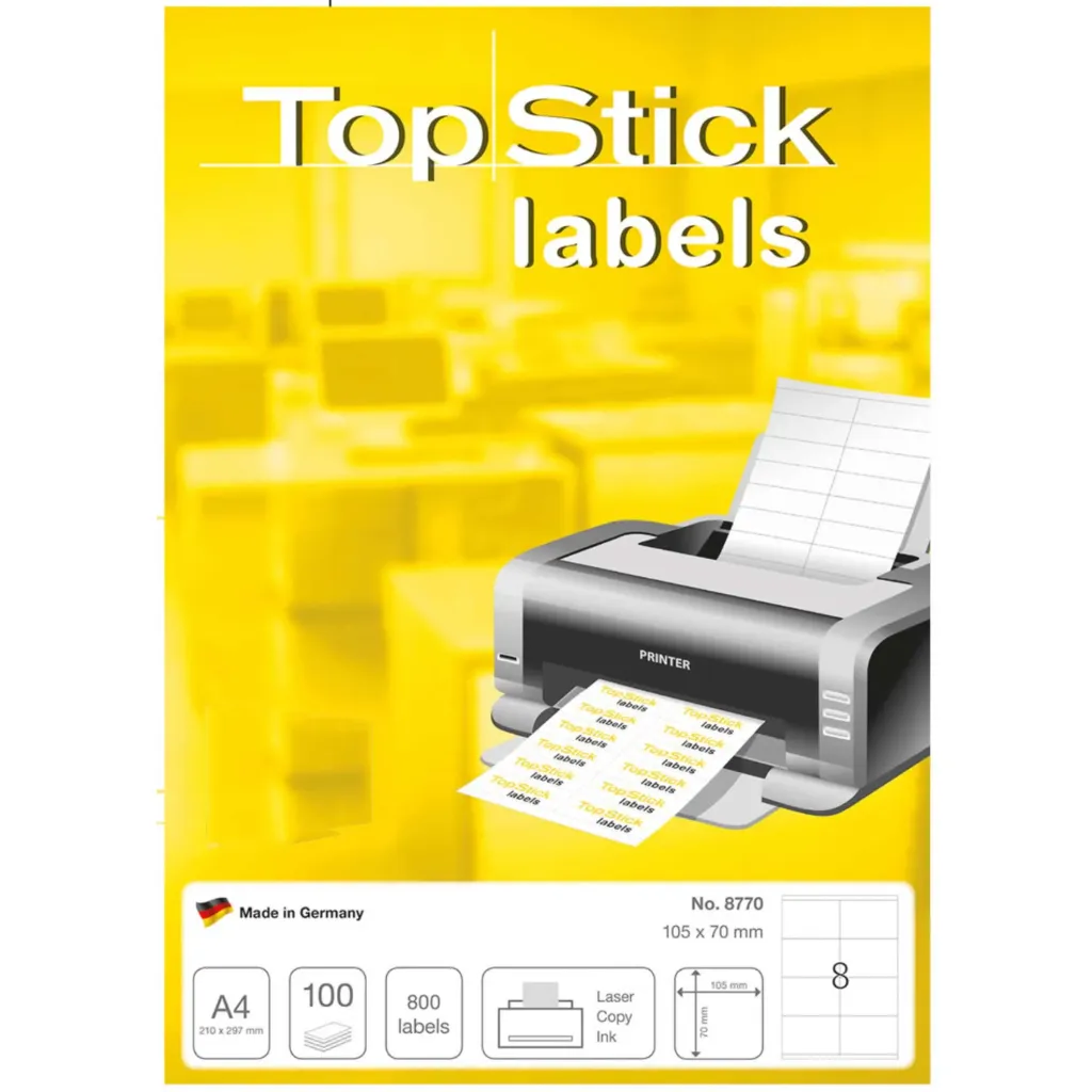 [HERMA TS8 8770] Herma Topstick Label 105x70 A4 8 Label