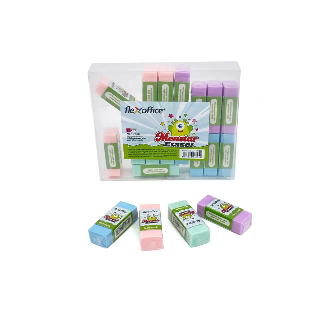 [FO E06 20 ASS] Flexoffice Eraser FO-E06 20Pcs/Box Assorted