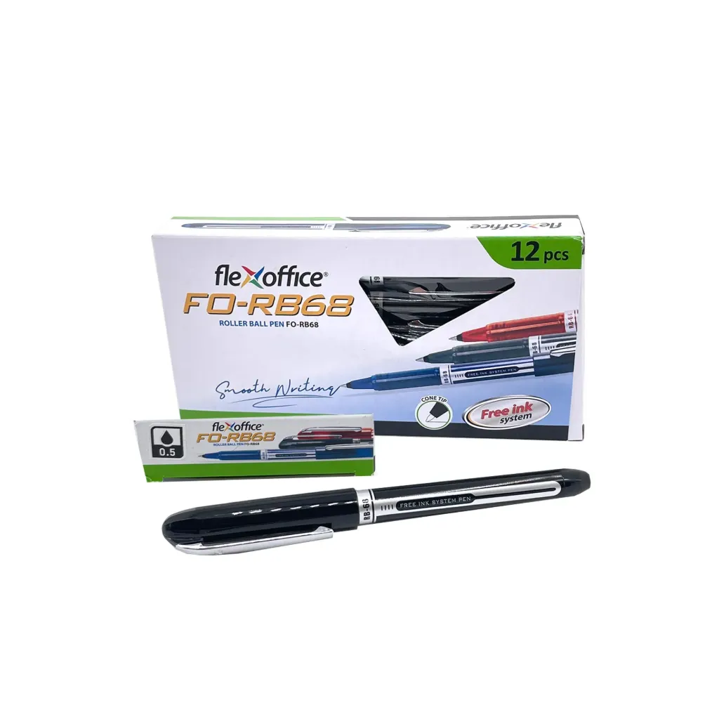 [FO-RB68 BK] Flexoffice Rollerball Pen BlackFO-RB68 12Pcs/Box