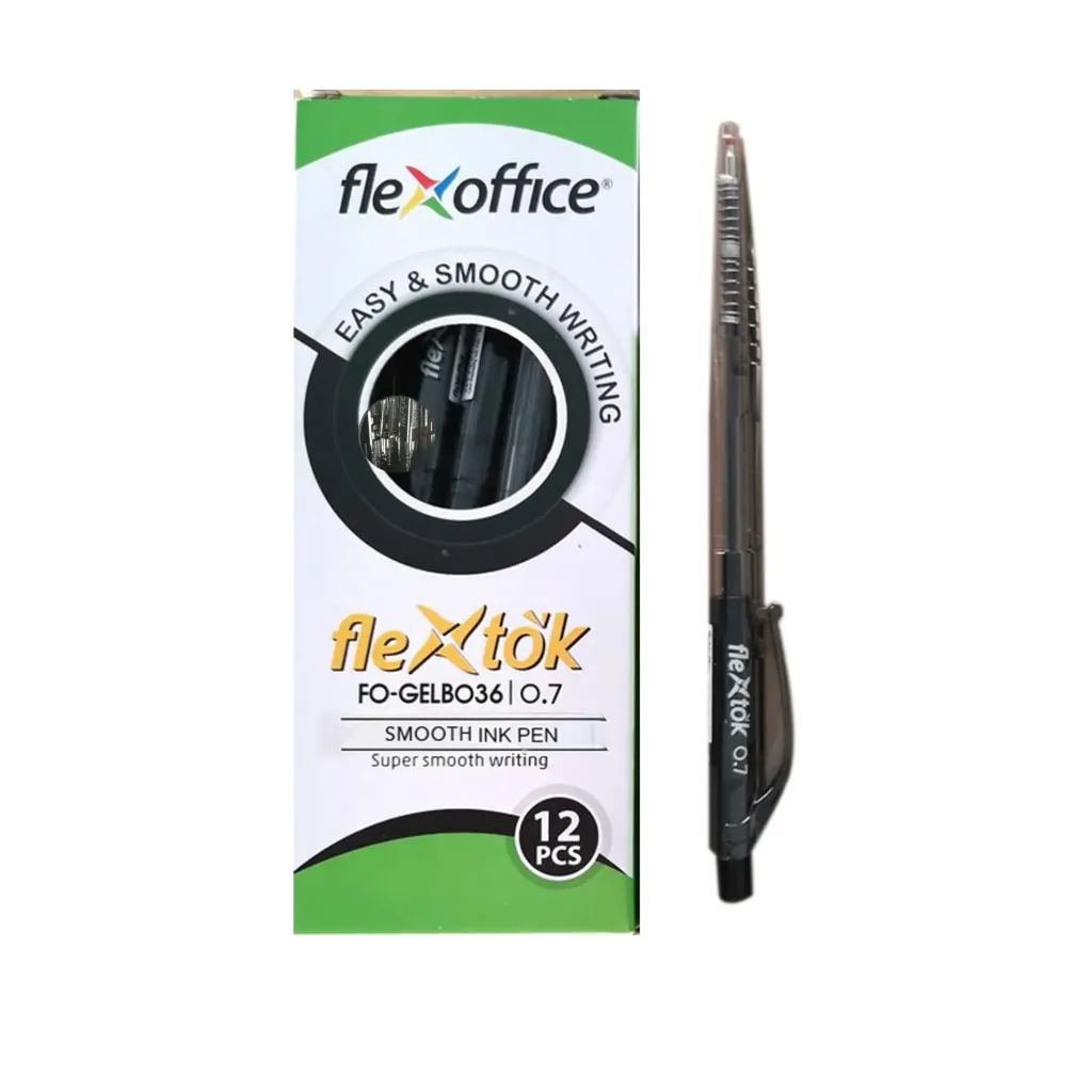 [FO-GELB036B.] Flexoffice Smooth Ink Pen BlackFO-GELB036 12Pcs/Box