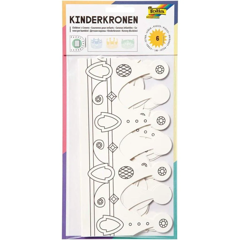 [23309] Folia Children's Crowns in 3 Shapes Assorted 6 Pieces