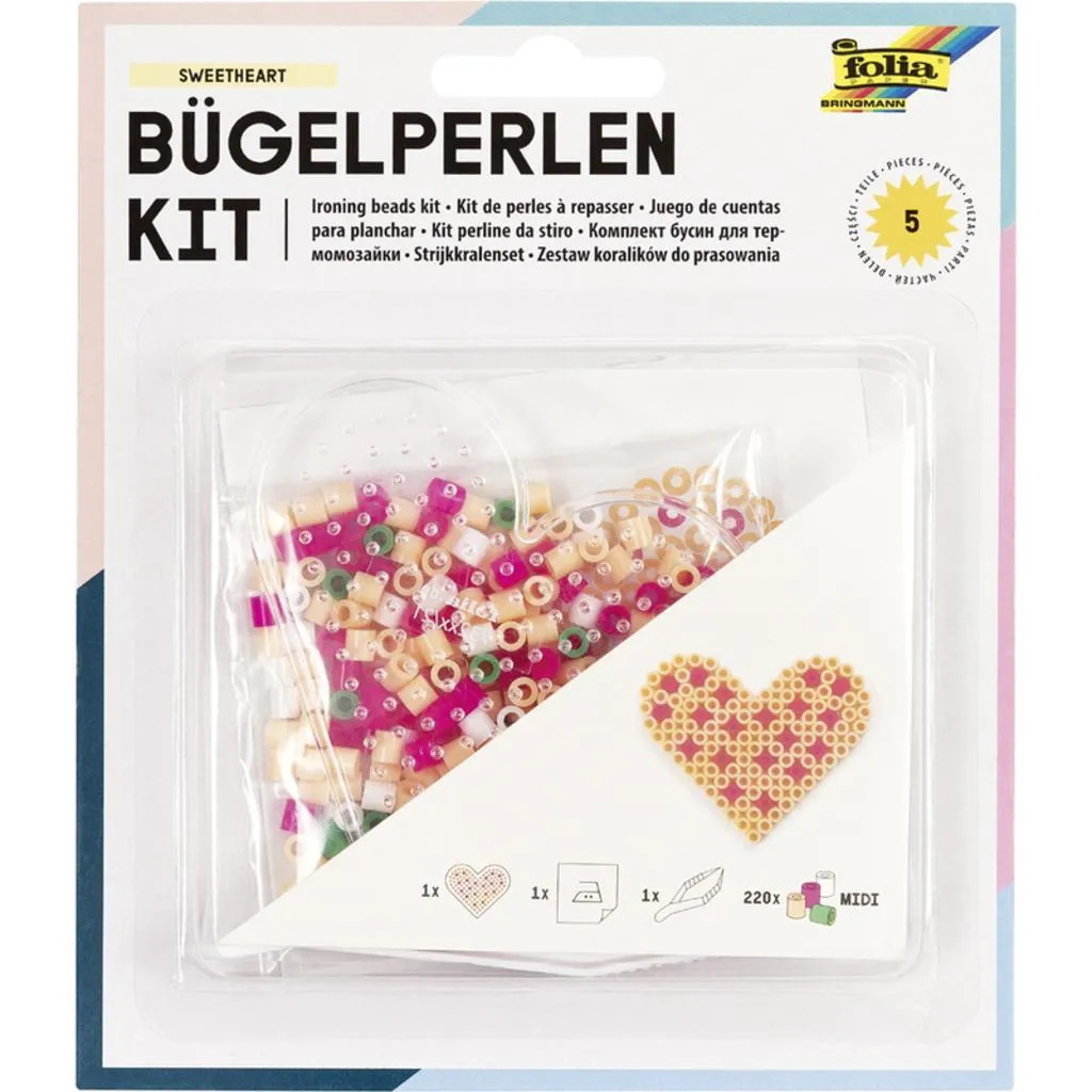 [73203] Folia Iron Beads Kit Sweetheart Incl. 1x Template, 220x Beads, 1x Tweezers