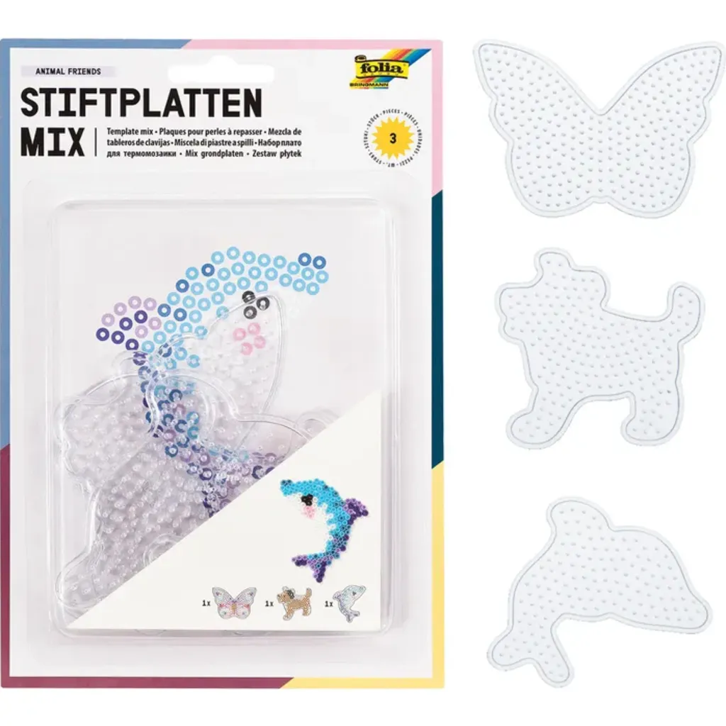 [73212] Folia Iron Beads Templates Animal Friends 3 Motifs Assorted