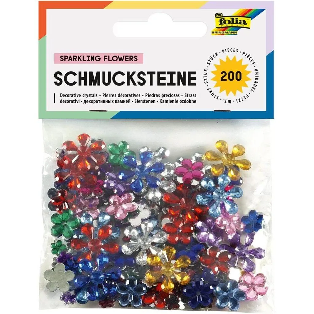 [1242] Folia Jewel Stones Sparkling Flowers 200 Pieces