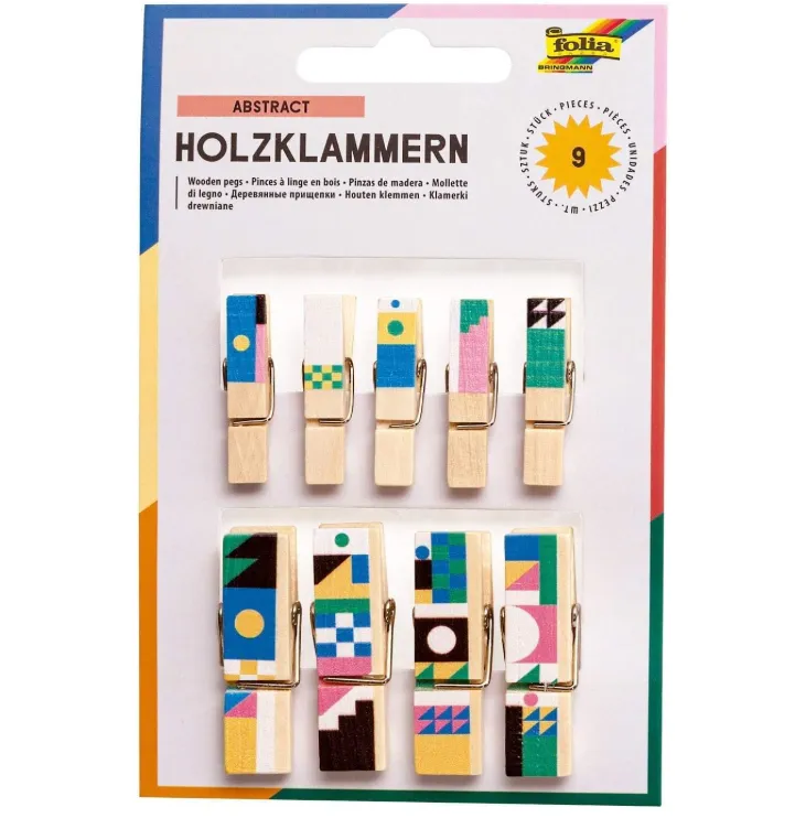 [22953] Folia Wooden Cloth Pins With Motif Printing Abstract