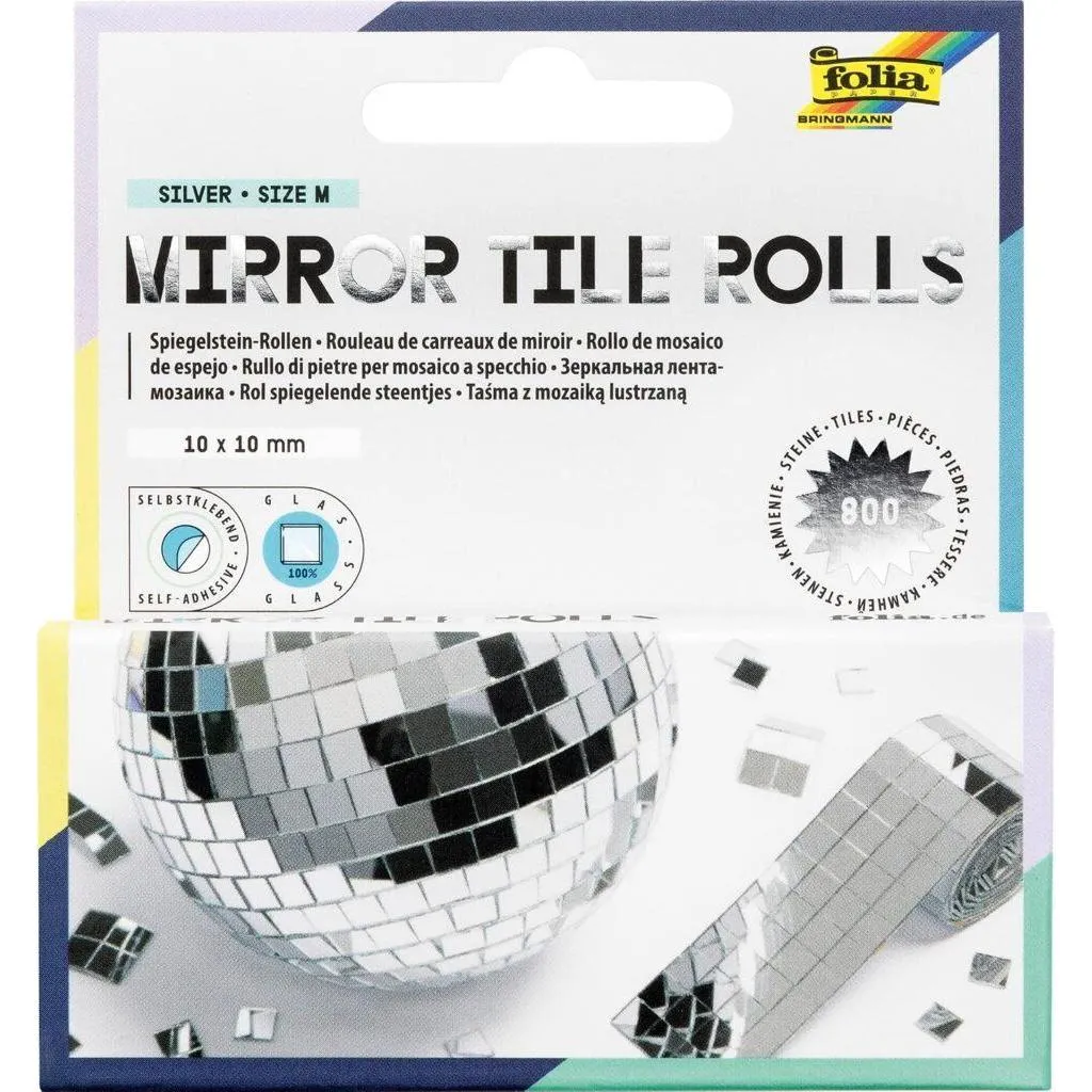 [541060] Folia Mirror Tile Rolls Size M, Silver Stones 10x10mm, 2 Rolls