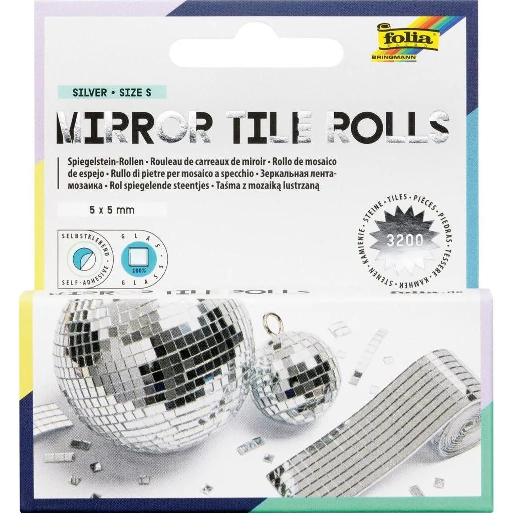 [540560] Folia Mirror Tile Rolls Size S, Silver Stones 5x5mm, 2 Rolls