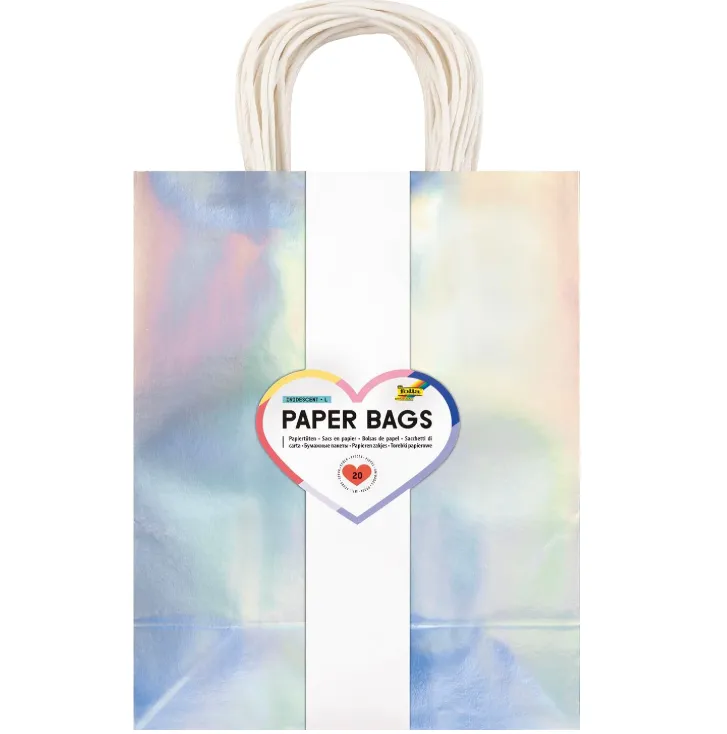 [22479] Folia Paper Bags L Iridescent Shiny, 110g/m2, Kraft Paper 24x31x12cm