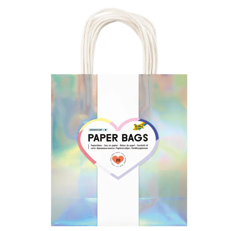 [21879/7] Folia Paper Bags M Iridescent Shiny, 110g/m2, Kraft Paper 18x21x8cm