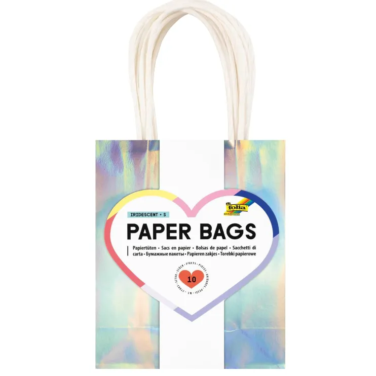 [21279/10] Folia Paper Bags S Iridescent Shiny, 110g/m2, Kraft Paper 12x15x5.5cm