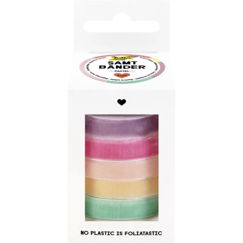 [12141] Folia Velvet Ribbons Pastel 10mmx2 meters