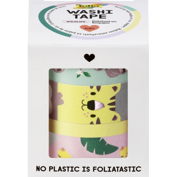 [26457] Folia Washi-Tape 4er-Set Hotfoil Wild Life 3x15mmx5m 1x5mmx5m