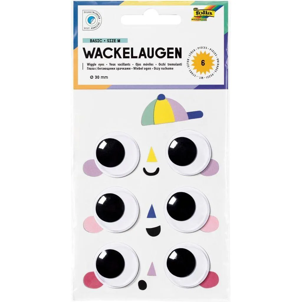 [750030] Folia Bio Wiggle Eyes Basic Size 'M' Self-Adhesive