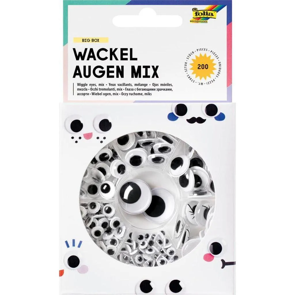[7549] Folia Bio Wiggle Eyes Big Box Mix Self-Adhesive
