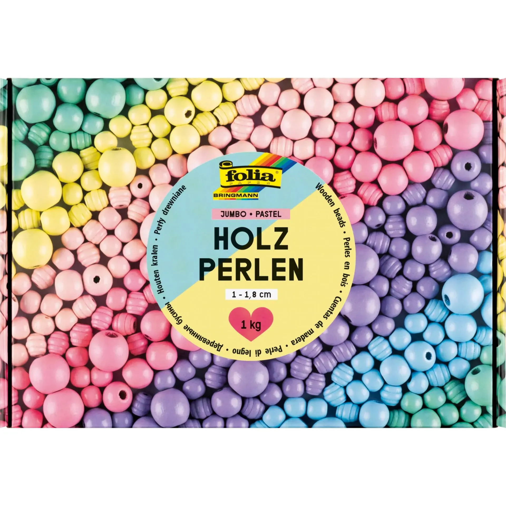 [22993] Folia Wooden Beads Jumbo, Pastel, 1kg