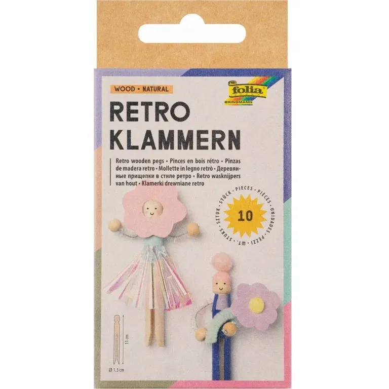 [2296] Folia Retro Wooden Pegs, 10 pieces