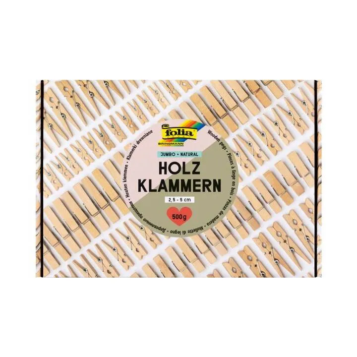 [22994] Folia Wooden Pegs Jumbo, Natural, 500g