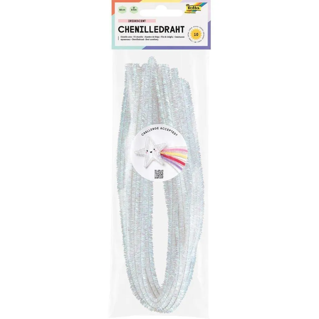 [77866] Folia Chenille Stems, 50cm long, 8mm 10Pcs Iridescent