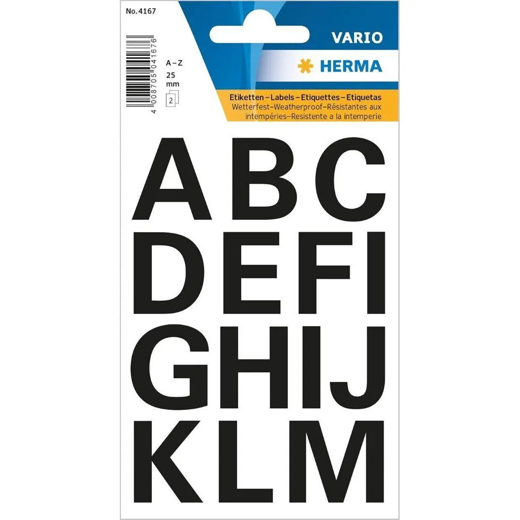 Herma Sticker Vario Letters A-Z, Black 25 mm