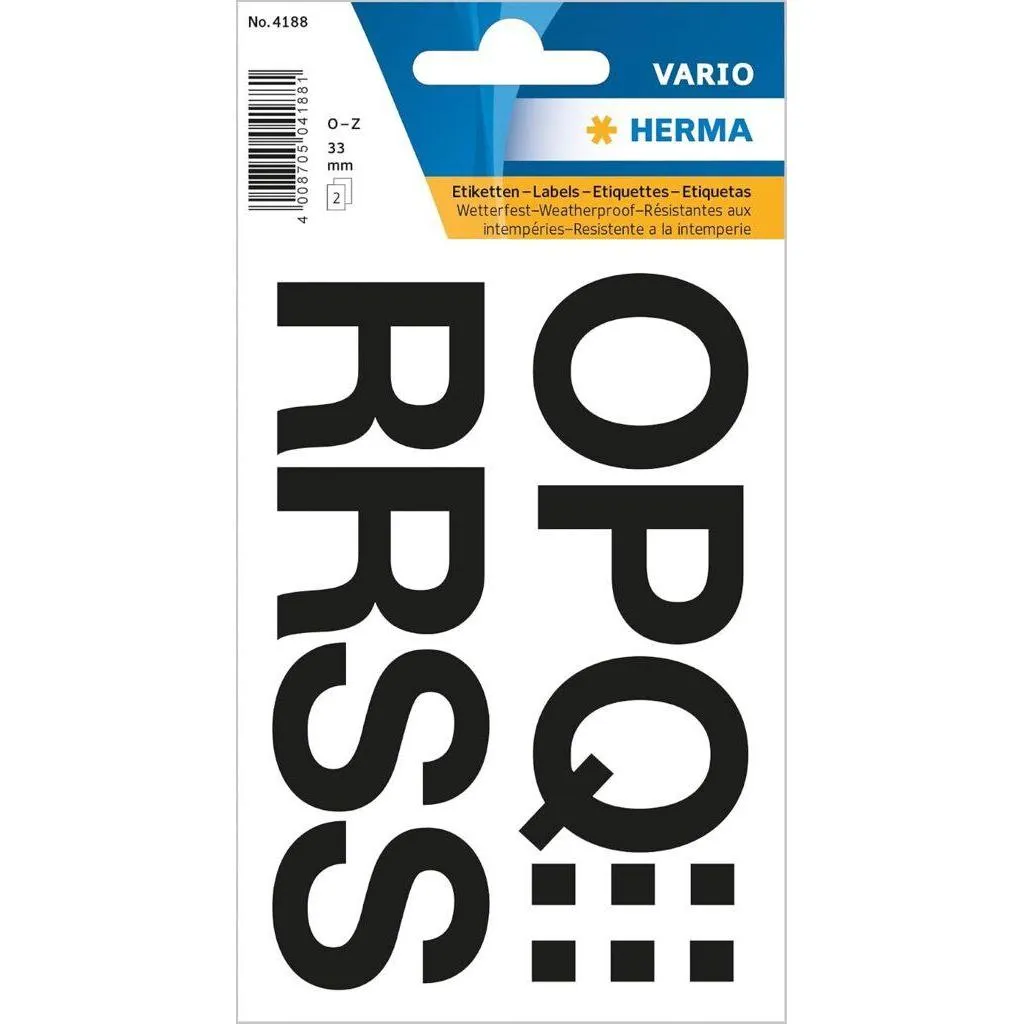 Herma Sticker Vario Letters O-Z, Black 33 mm