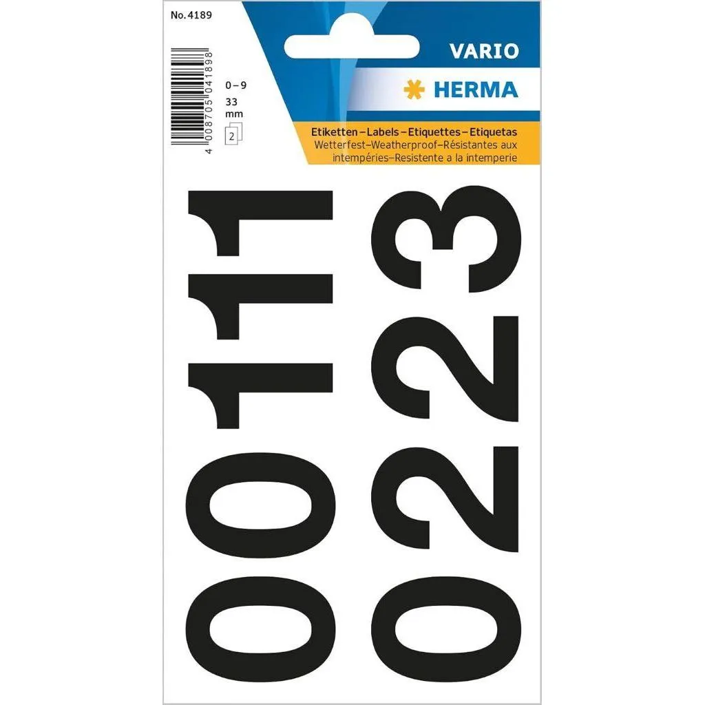 Herma Sticker Vario Numbers 0-9, Black 33 mm