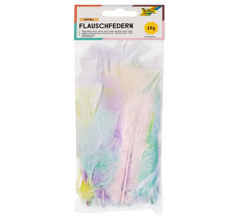 [53219] Folia Soft Fleece Feathers Pastel, 10g Assorted Colours