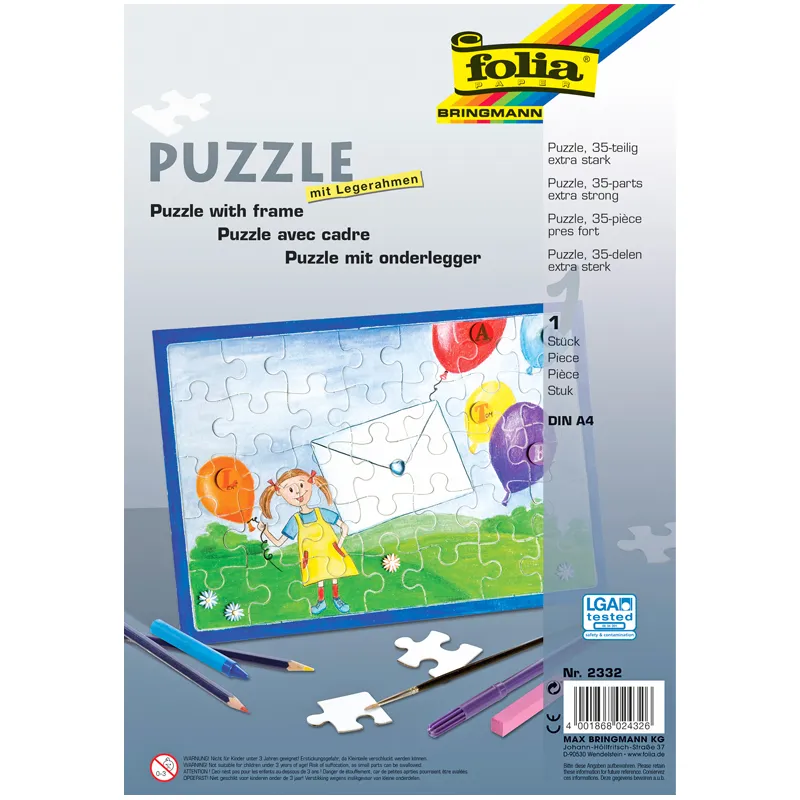 [2332] Folia Puzzle With Frame Extra Strong, Din A4 35 Parts, Blank White
