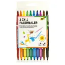 Folia Fibre Tip-Pens "2 in 1" 10 Pens, Assorted Colours