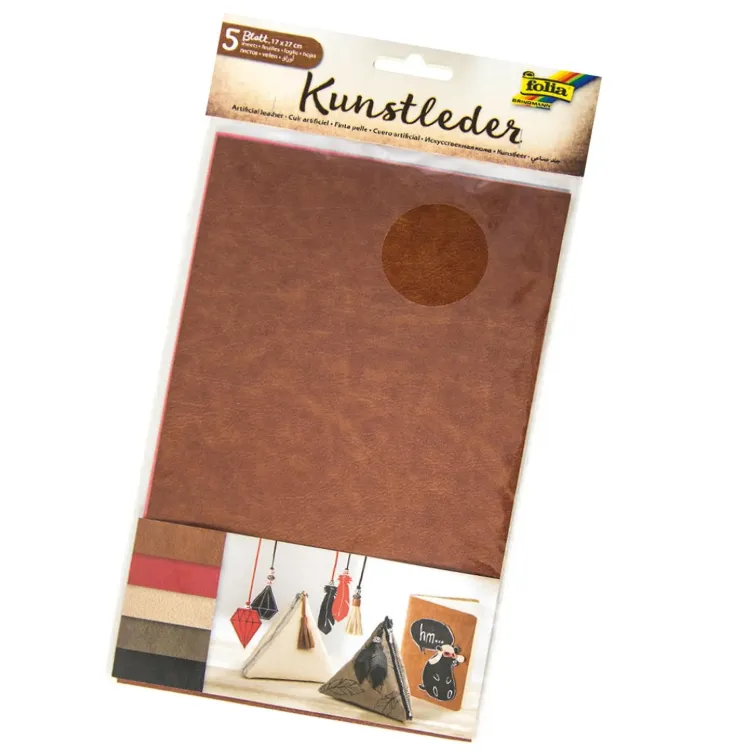 [56509] Folia Synthetic Leather 50x68cm 5 Sheets, 5 Assorted Colours