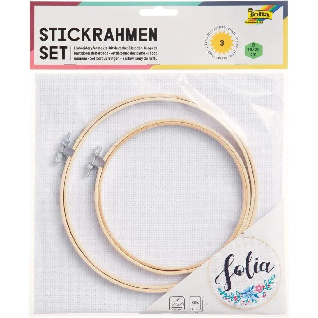 [23401] Folia Embroidery Frames-kit Set Of 2, With Aida Fabric 25x49cm