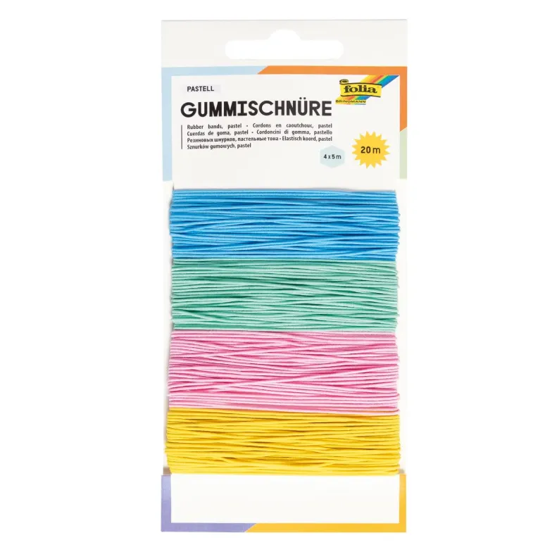 [13704] Folia Rubber Bands Pastel 4 Colours Assorted, Each 5m